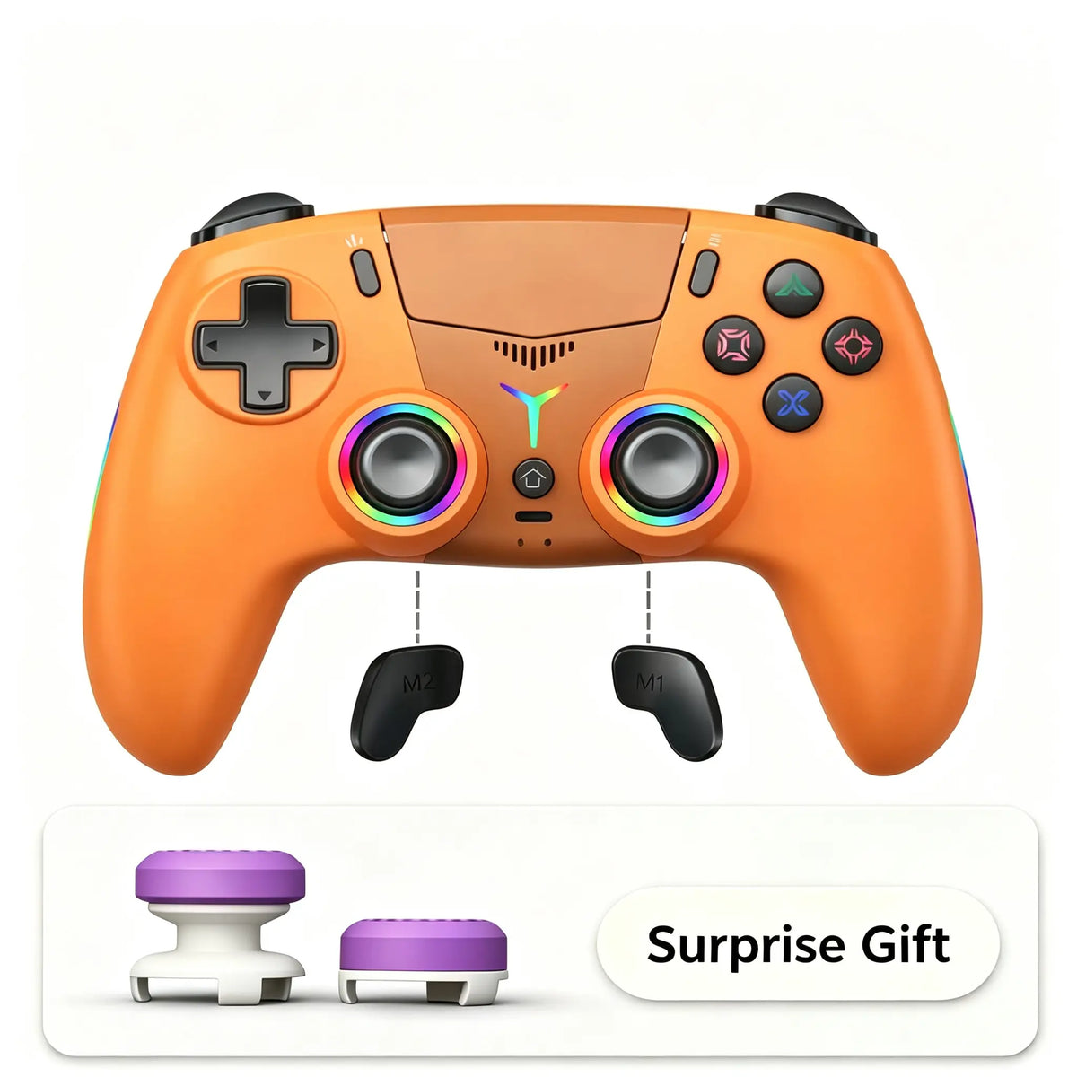 PS5/PC RGB Wireless Game Controller with Anti-Drift Sticks – Programmable Macro Back Button, 6-Axis Gyroscope, Dual Vibration, Rapid Fire, Touchpad, Bluetooth 5.0, 3.5 Mm Audio and Microphone Jack, Back-To-School Season, Back-To-School Gear