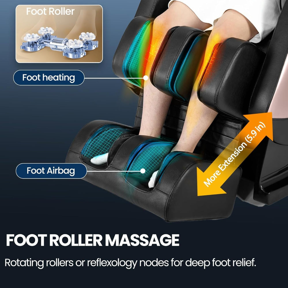 Massage Chair Full Body, Zero Gravity Massage Chair Shiatsu Massage Recliner with 5 Auto Modes, Back & Upper Legs Heating, Built-In Speakers, Calfrest Extension, Airbags, Foot Rollers