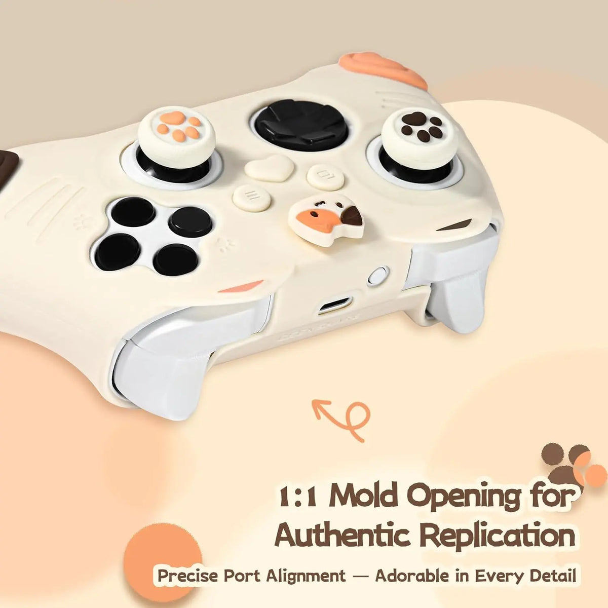 Geekshare Cat Paw Controller Skin Grips Set Anti-Slip Silicone Protective Cover Skin Case Compatible with Xbox Series X Controller with 2 Thumb Caps & 2 Button Caps & 1 Fluffy Ball & 2 Sticker-Calico