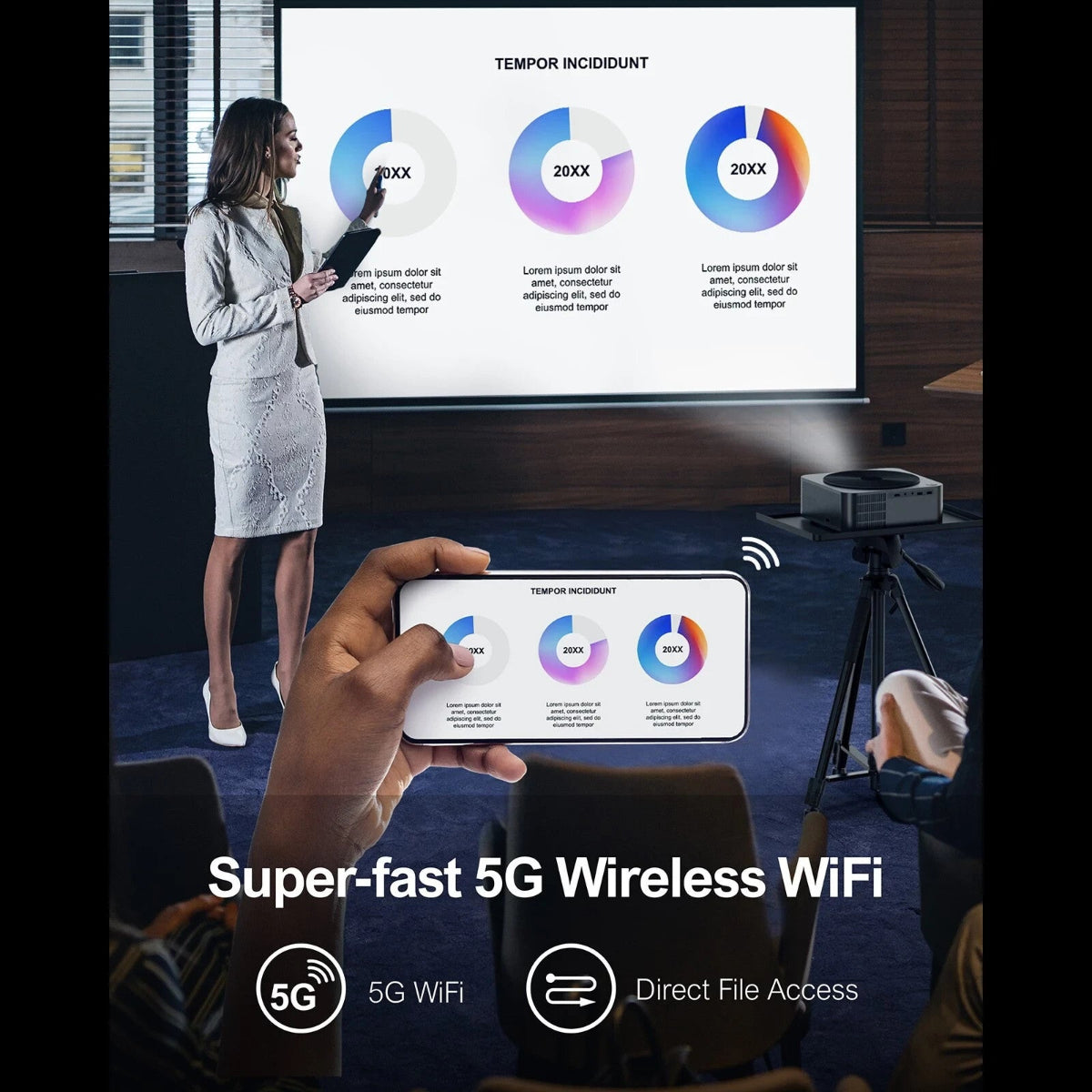 Ultimea Apollo P40 LCD Projector 1080P 700 ANSI Lumen 5G WIFI Auto Focus 4K Sup.