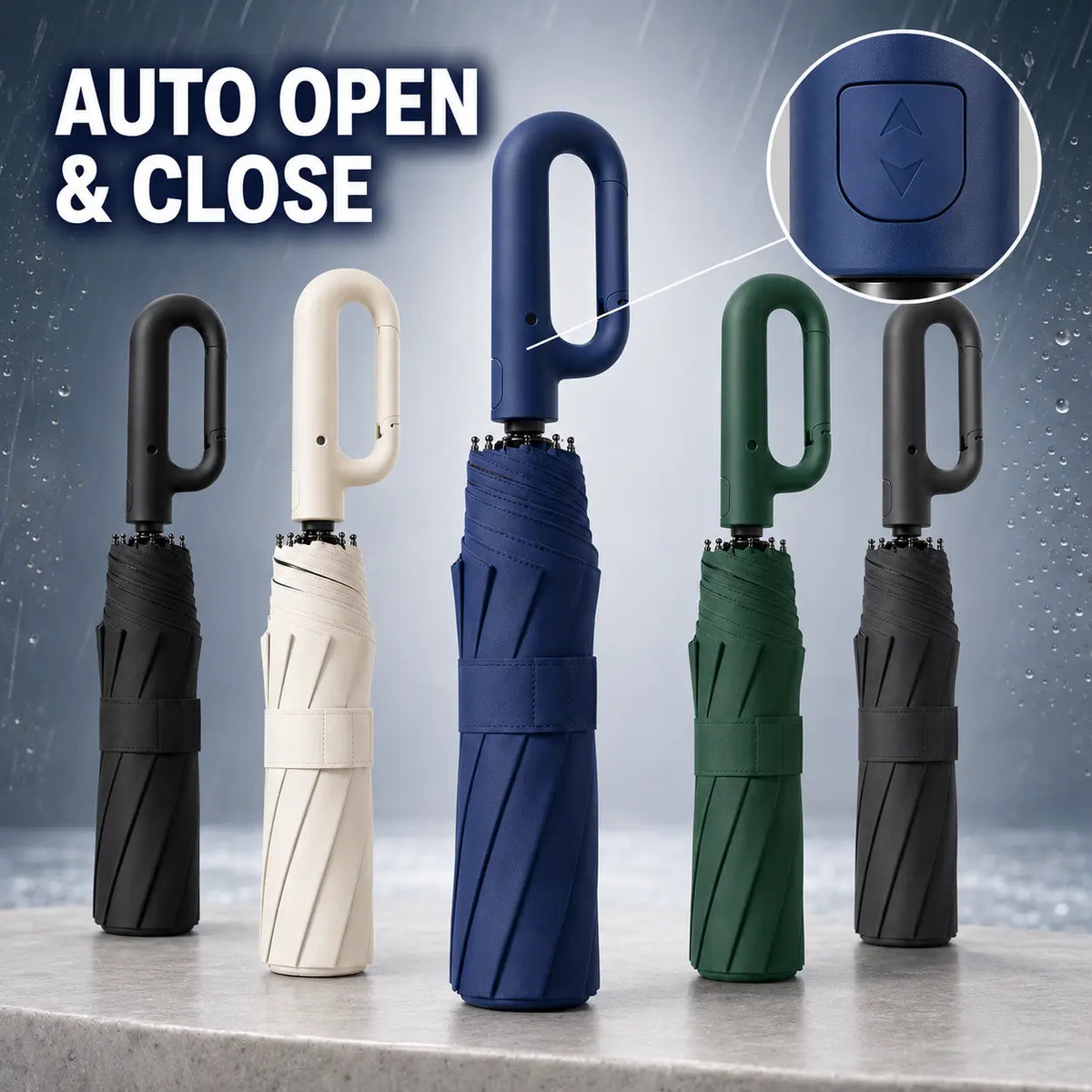 Automatic Folding Umbrella, 1 Count Windproof Waterproof Travel Umbrella for Rain, Compact Portable Small Umbrella for Purse Backpack, Lightweight Auto Umbrella for Men Women Daily Use