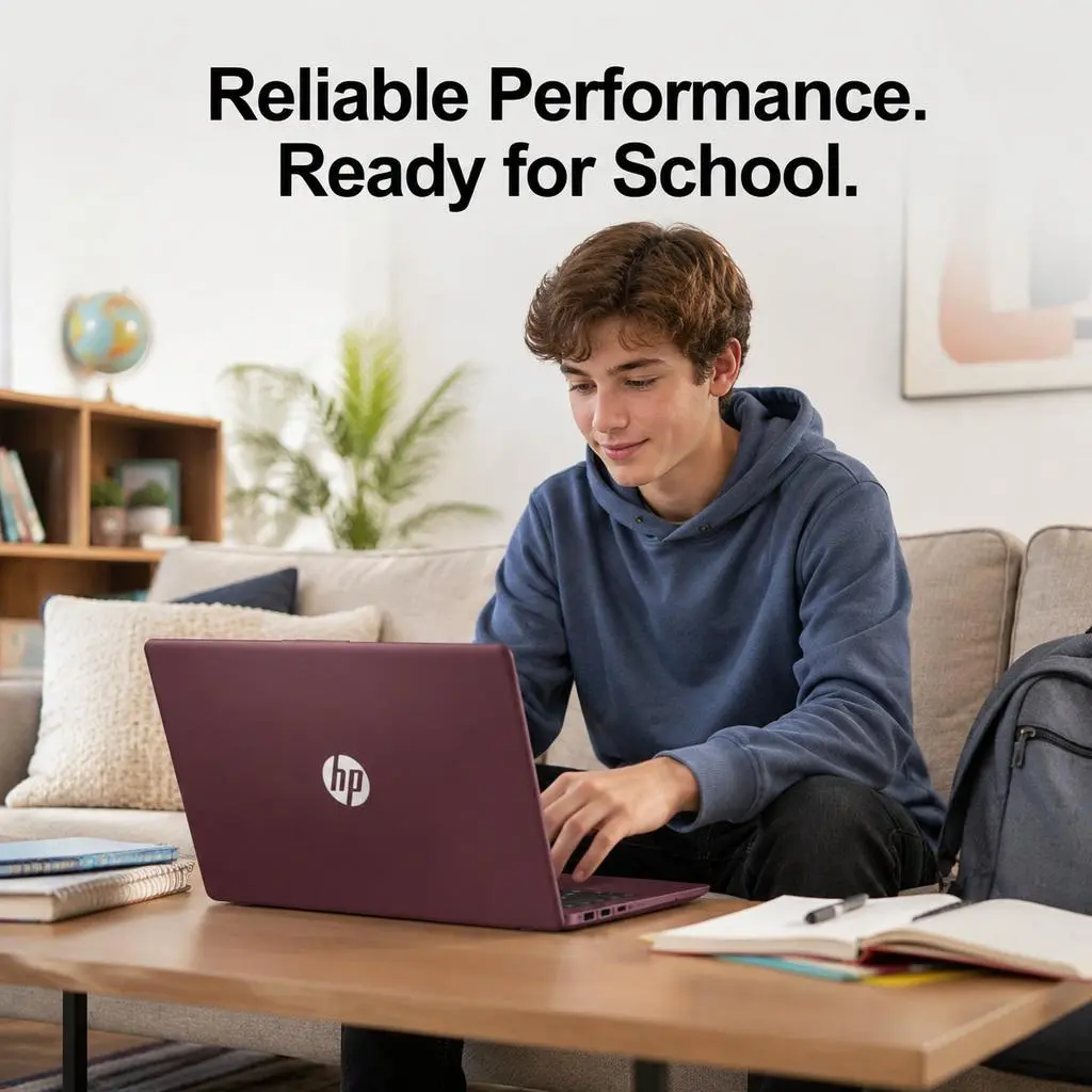HP 15.6In HD Laptop Notebook - Intel Processor N200, 4/8/16GB RAM, 128GB UFS, Windows 11 Home, Wi-Fi 6, Built-In Li-Ion Battery, Multi-Port (Webcam, HDMI), Numeric Keypad, Glimmer Garnet, Student Computer, Work Laptop