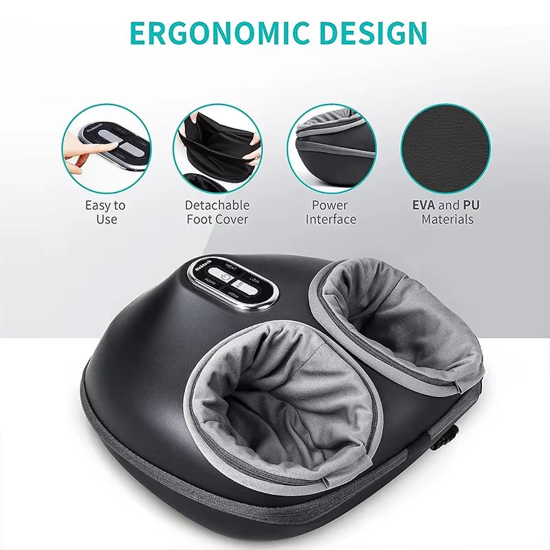 Foot Massager Heating Therapy Air Compression Shiatsu Knead Roller Muscle Relaxation Electric Foot Massage Machine
