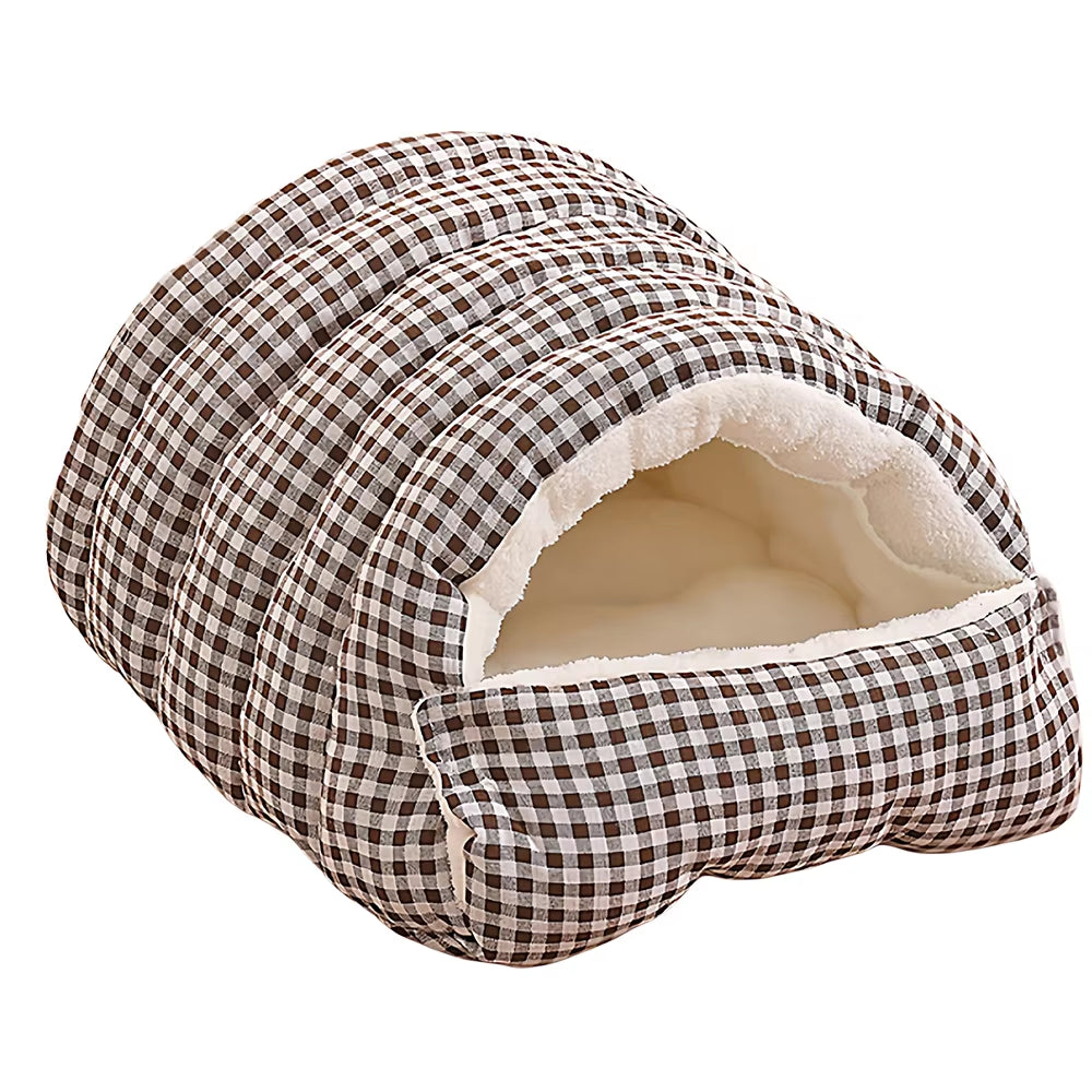 Winter Insulated Cat House - Enclosed Bed with Removable Arctic Fleece Mat and Self-Heating Technology, Waterproof Dog/Cat Bed