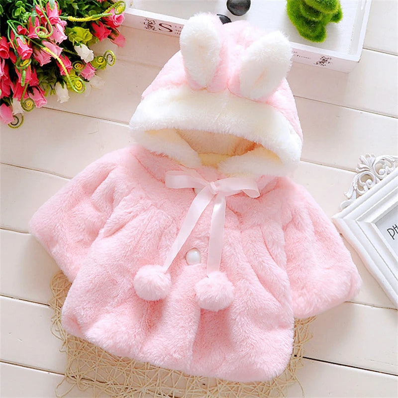 Baby Girls Clothing New Cape Autumn/Winter Wool Sweater Shawl Baby Rabbit Ears Fleece Jacket Cape for Newborn