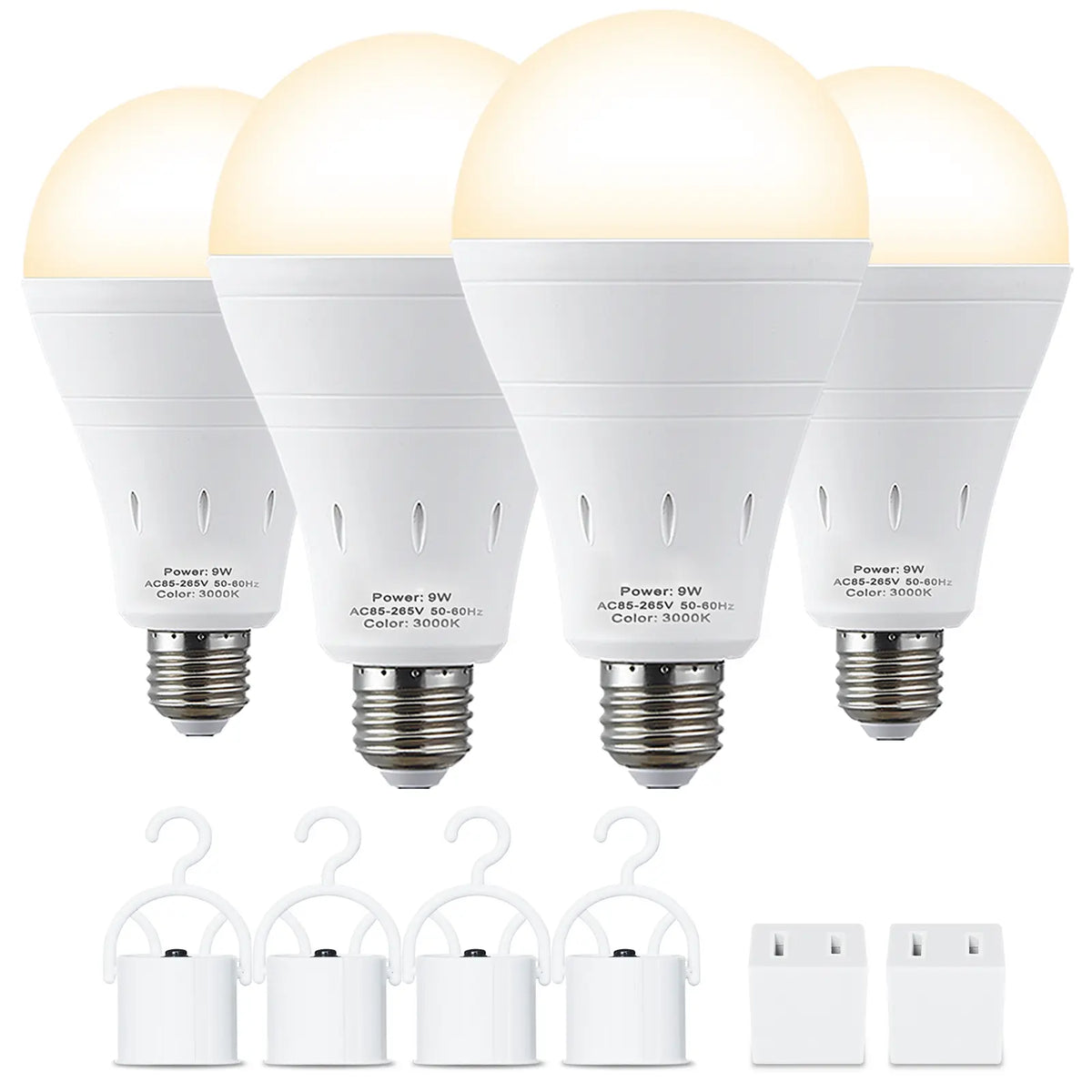 RELAMPBOL Rechargeable LED Emergency Light Bulbs, Pack of 4/6, 9W Equivalent to 60W Incandescent, 1200Mah Battery-Powered, 6000K Daylight/3000K Warm White, Energy-Saving Backup for Power Outages, Outdoor Camping, Hurricanes