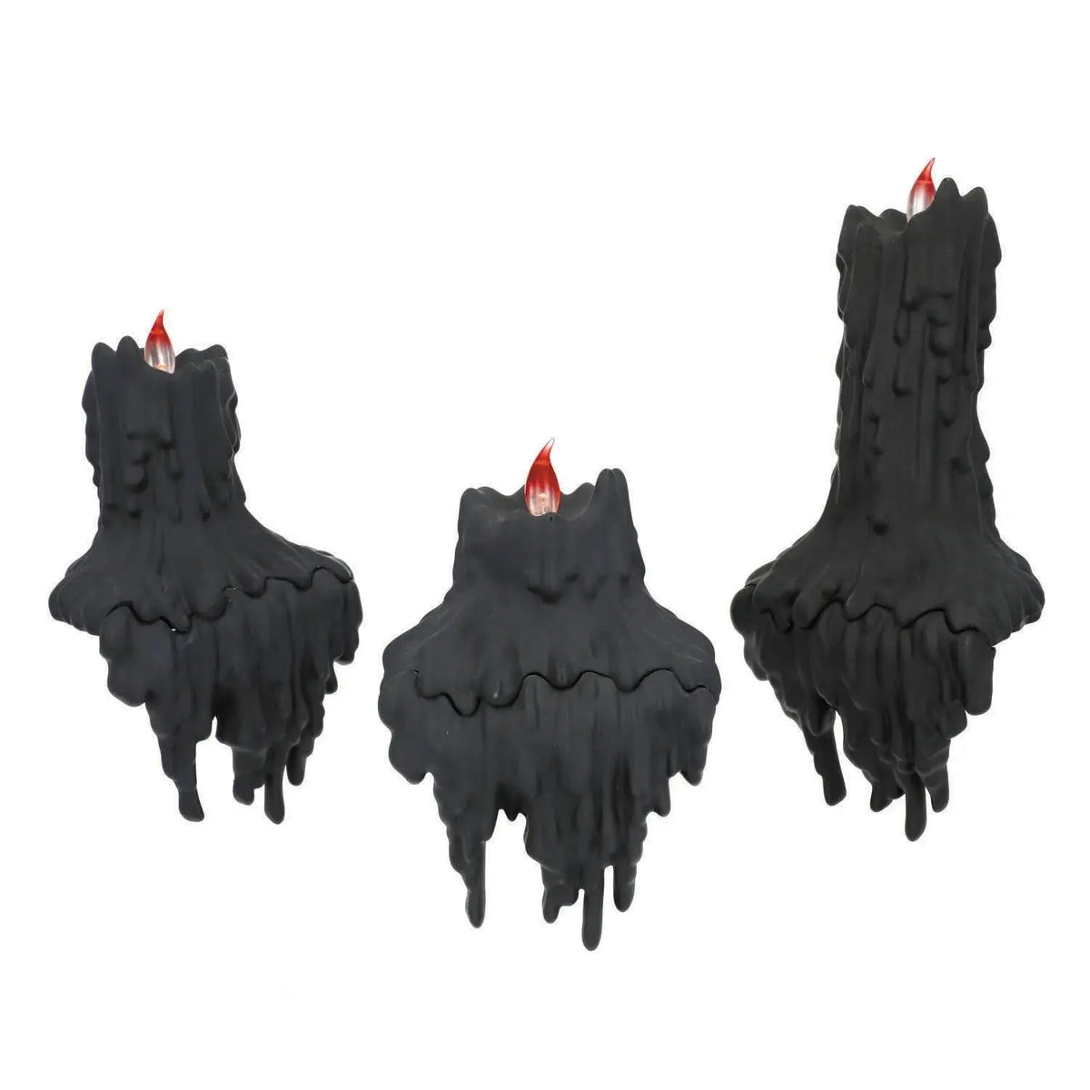 Light-Up LED Melting Black Plastic Candles Halloween Decoration - 3 Pc.