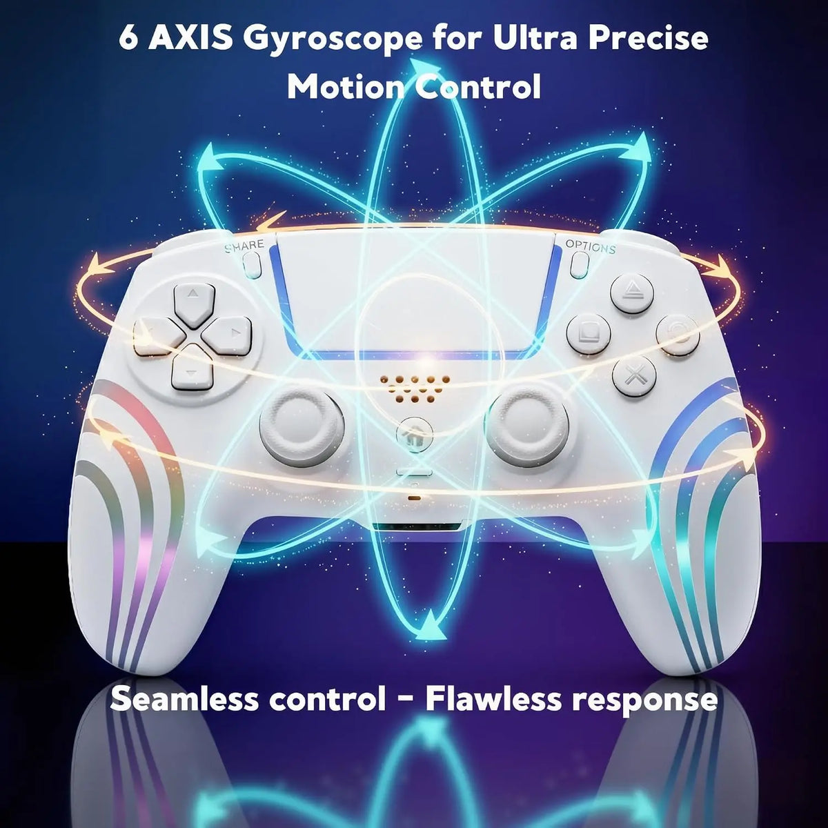 PS5/PC RGB Wireless Game Controller with Anti-Drift Sticks – Programmable Macro Back Button, 6-Axis Gyroscope, Dual Vibration, Rapid Fire, Touchpad, Bluetooth 5.0, 3.5 Mm Audio and Microphone Jack, Back-To-School Season, Back-To-School Gear