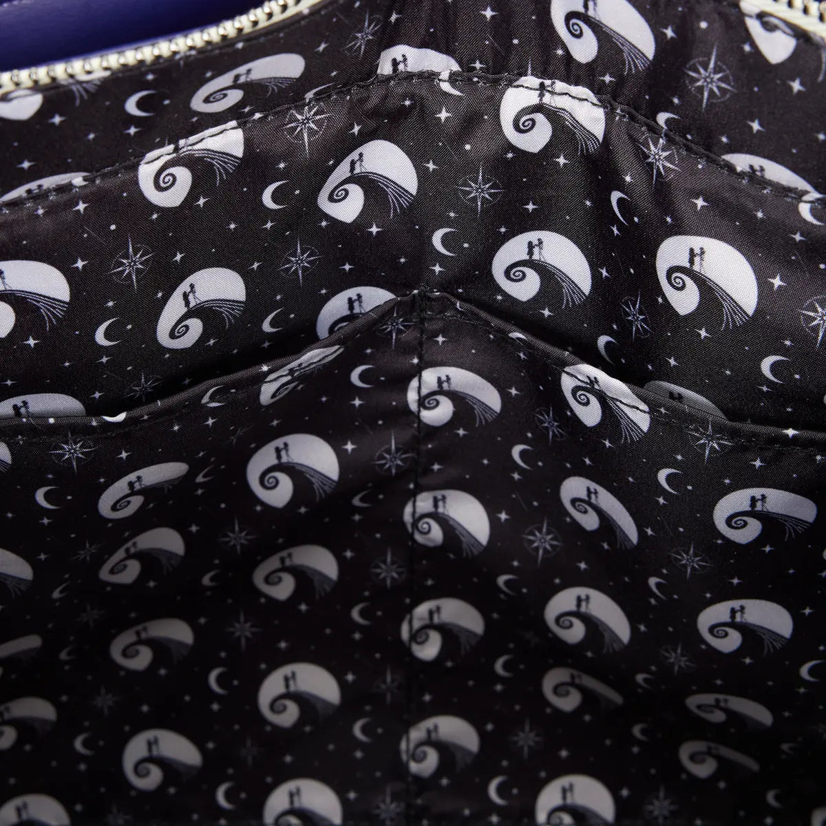 Loungefly Jack Skellington & Sally Bats-Print Synthetic Convertible Backpack-Tote Bag, Casual Unisex Functional Luggage