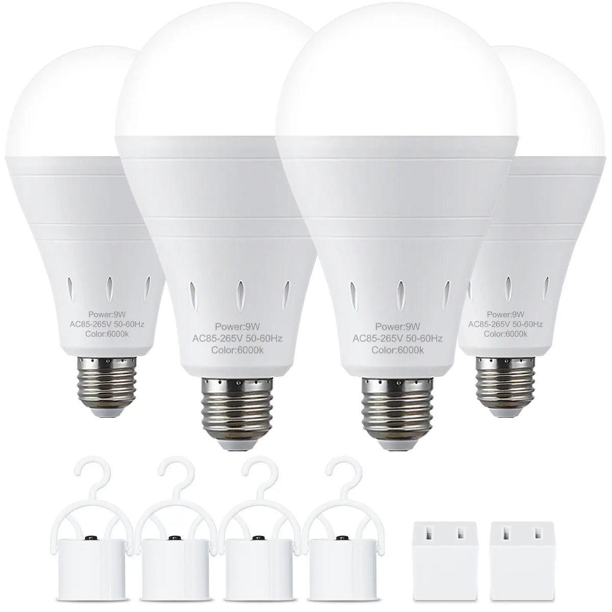 RELAMPBOL Rechargeable LED Emergency Light Bulbs, Pack of 4/6, 9W Equivalent to 60W Incandescent, 1200Mah Battery-Powered, 6000K Daylight/3000K Warm White, Energy-Saving Backup for Power Outages, Outdoor Camping, Hurricanes