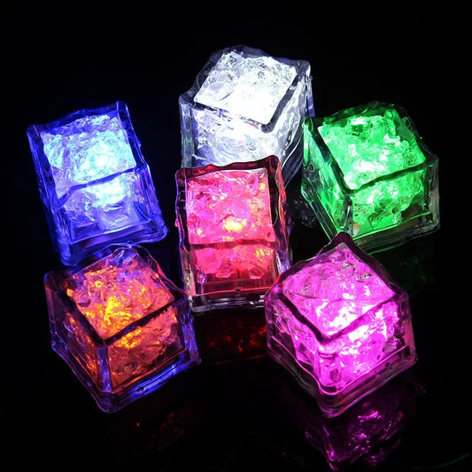 6Pcs LED Luminous Ice Cube Toy Glowing Colorful Sensor Light for Kids Bath Party Bar Wine Glass Water Decor Festival Night Light