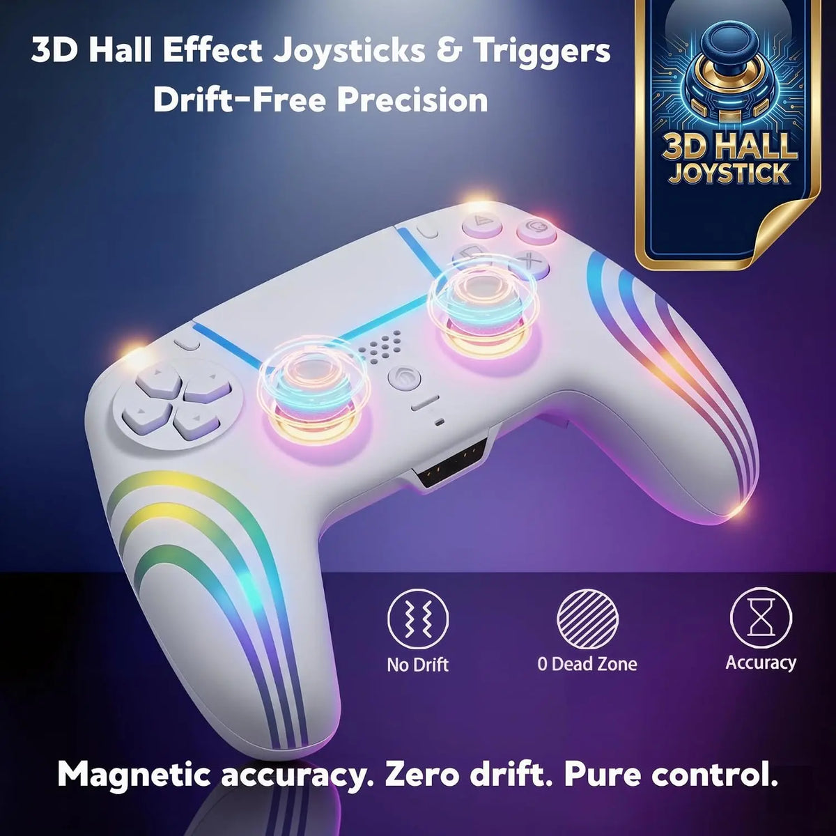 PS5/PC RGB Wireless Game Controller with Anti-Drift Sticks – Programmable Macro Back Button, 6-Axis Gyroscope, Dual Vibration, Rapid Fire, Touchpad, Bluetooth 5.0, 3.5 Mm Audio and Microphone Jack, Back-To-School Season, Back-To-School Gear