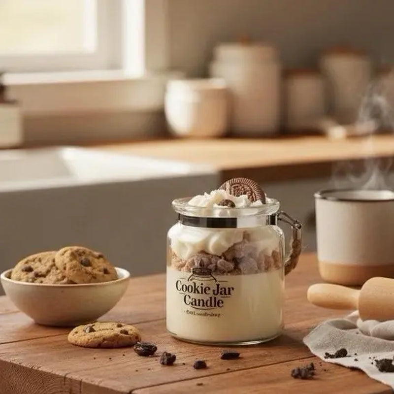 Cookie Jar Candle - Sugar Cookie Scented Long Burn Time - Perfect for Home Decor & Candy Lovers Candies Perfume