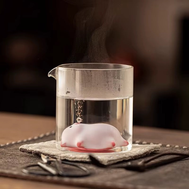 Bubble-Blowing Pig Tea Pet, Celadon Glaze Teacup,Creative Gongfu Tea Set | Unique Gift