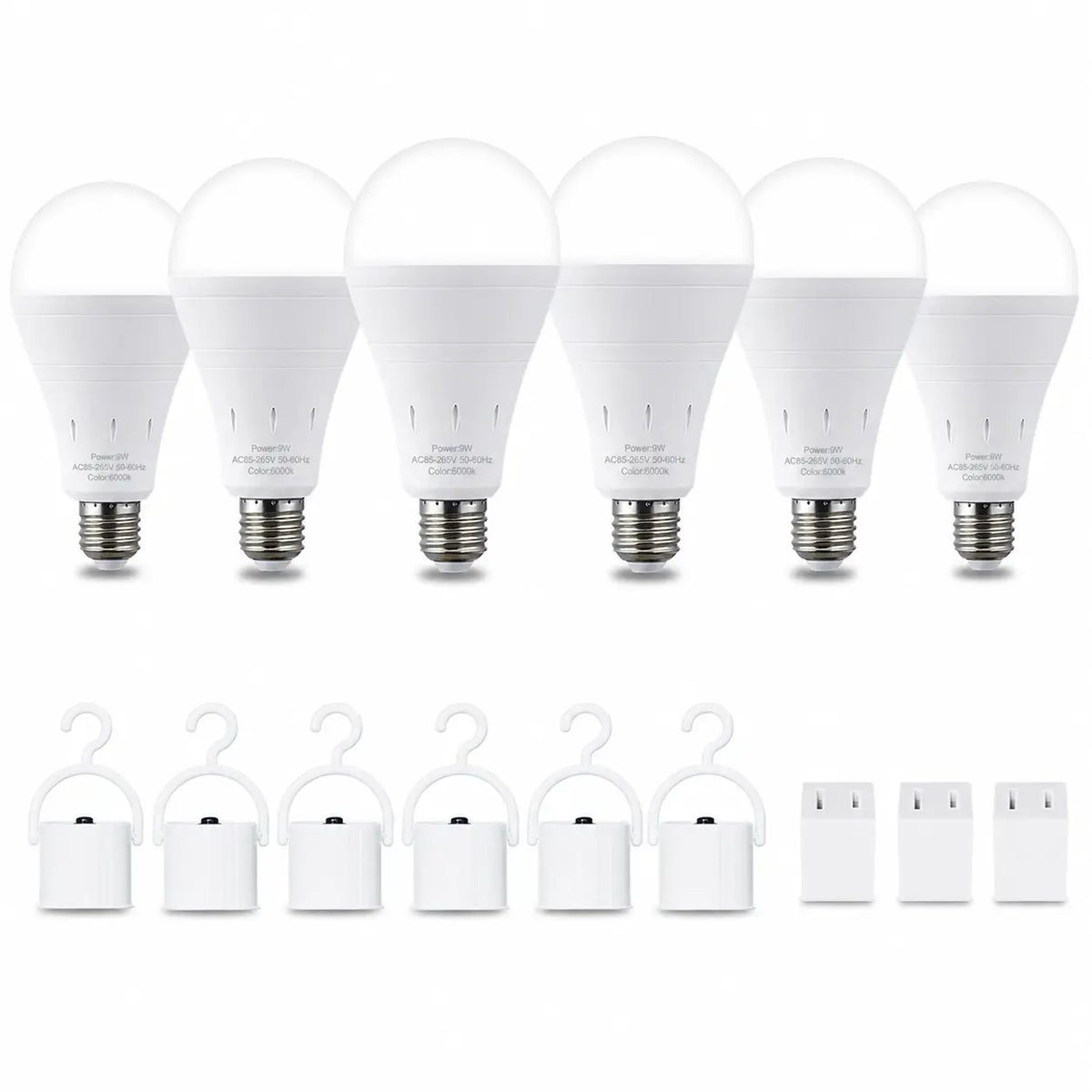 RELAMPBOL Rechargeable LED Emergency Light Bulbs, Pack of 4/6, 9W Equivalent to 60W Incandescent, 1200Mah Battery-Powered, 6000K Daylight/3000K Warm White, Energy-Saving Backup for Power Outages, Outdoor Camping, Hurricanes