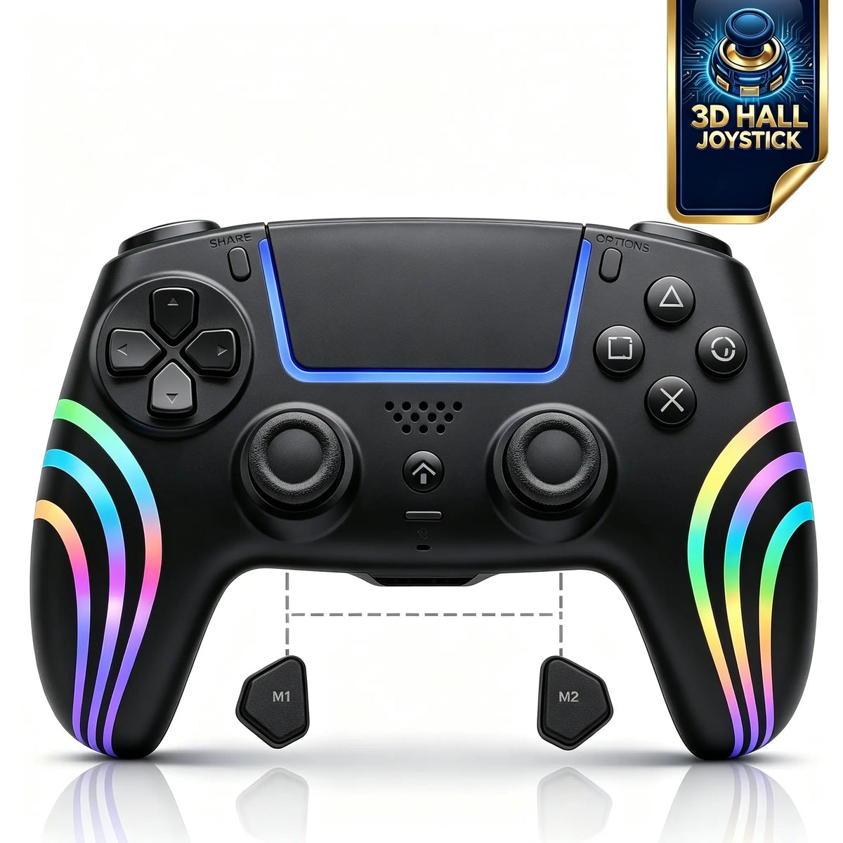PS5/PC RGB Wireless Game Controller with Anti-Drift Sticks – Programmable Macro Back Button, 6-Axis Gyroscope, Dual Vibration, Rapid Fire, Touchpad, Bluetooth 5.0, 3.5 Mm Audio and Microphone Jack, Back-To-School Season, Back-To-School Gear