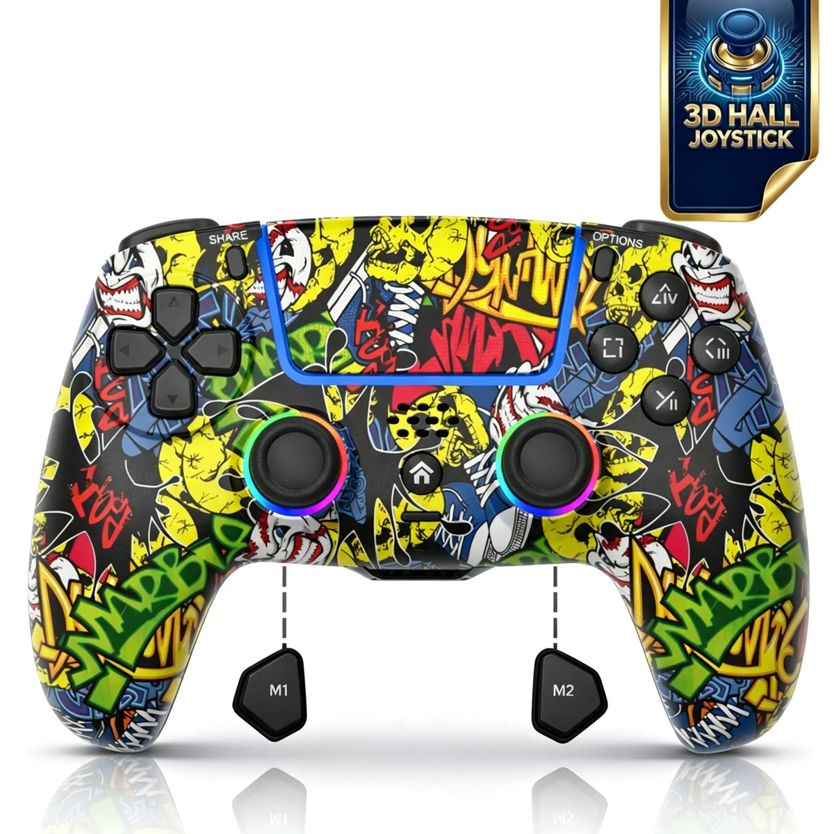PS5/PC RGB Wireless Game Controller with Anti-Drift Sticks – Programmable Macro Back Button, 6-Axis Gyroscope, Dual Vibration, Rapid Fire, Touchpad, Bluetooth 5.0, 3.5 Mm Audio and Microphone Jack, Back-To-School Season, Back-To-School Gear