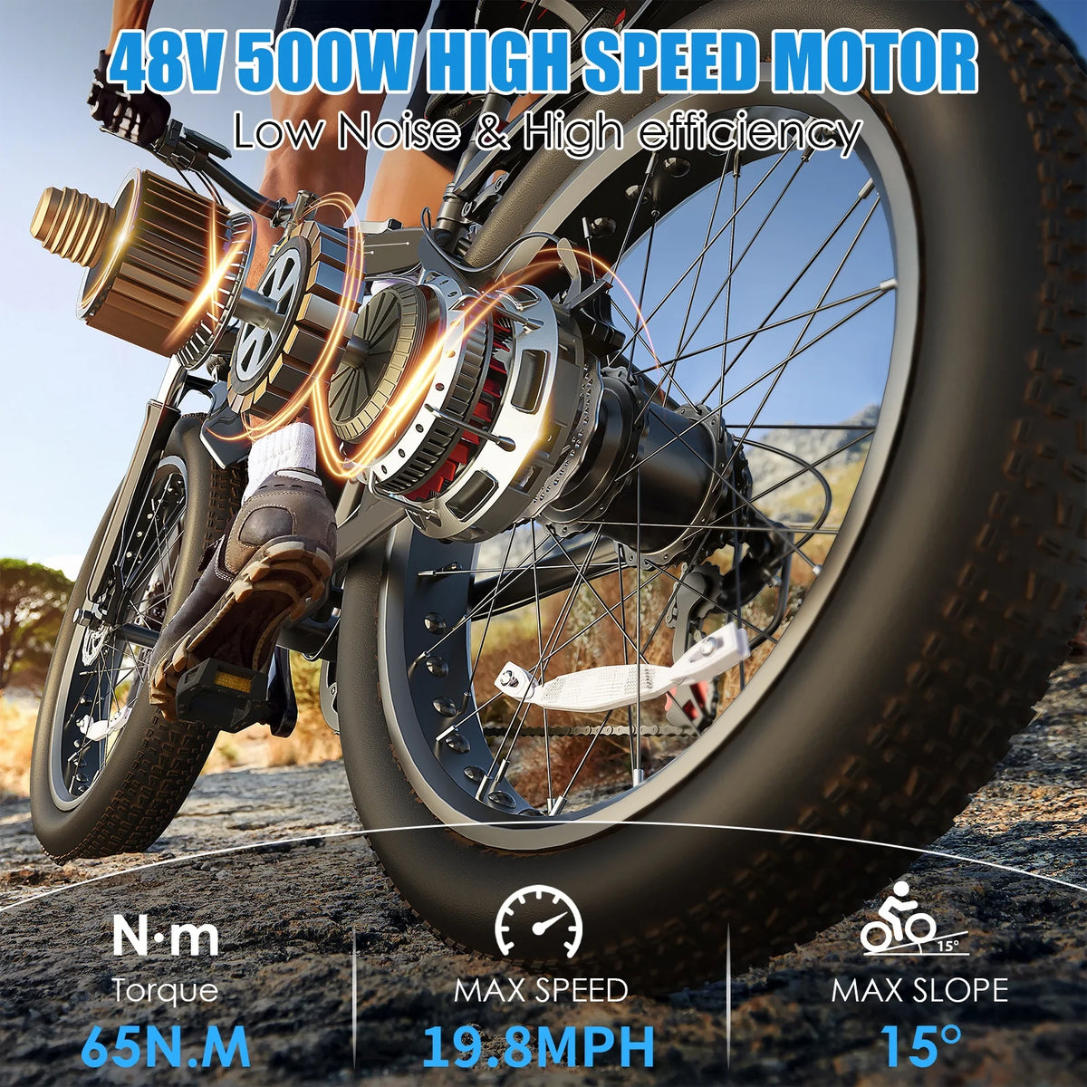 Elifine 26"X4.0 Fat Tire Electric Bike, 624Wh Battery, 48V 500W Ebike Electric Mountain Bike, Cruise Control Mode, Adult E Bikes for Men, LCD Meter, 7-Speed Snow Bike Beach E-Bike for Adults UL2849