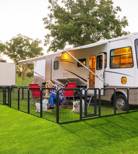 24/32/40-Inch 8/16/32 Panel Heavy Duty Pet Playpen Dog Exercise Pen Cat Fence with Door Puppy Rabbits Portable Play Pen,Outdoor/Indoor,Black