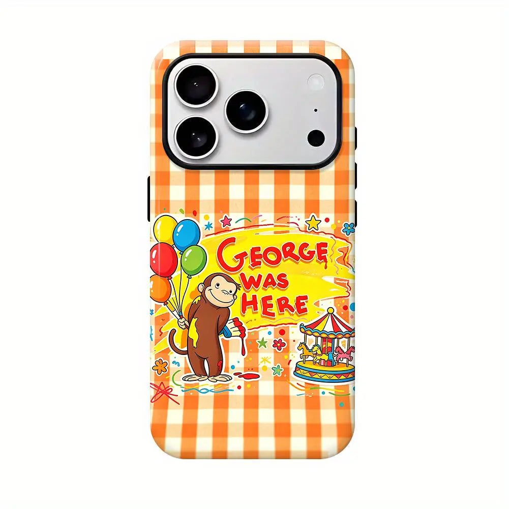 Curious George Autumn Phone Case - Cute Pumpkin, Orange Plaid Design, PBS Kids Monkey, Christian Bible Verse Gift, Polycarbonate Phone Accessories for Iphone 12/13/14/15/16/17 SE Max Pro & Samsung Galaxy 21/22/23/24/25 Smartphones