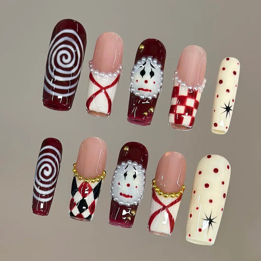 Nailvesta HALLOWEEN COLLECTION – 100% Handcrafted 3D Press-On Nails | Reusable, Long-Lasting, Salon-Quality Black Lace Nail Art Nail Art Holiday Odorless Debonder Serum Cat Eye Design Brown Soft Gel Short Coffin Acrylic False Nail Luxury Jade Y2K Baddie