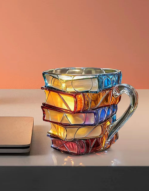 Load image into Gallery viewer, Painted Book Mug 11Oz Novelty 3D Painted Books Coffee Mug Unique Colorful Resin Books Stack Coffee Cup Collection Gifts
