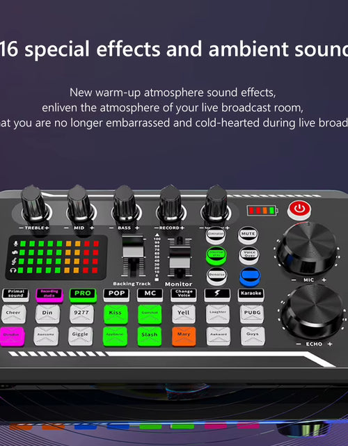 Load image into Gallery viewer, F998 Multifunctional Tuning Sound Card Microphone Mixer Kit Audio Recording Mixer Audio Mixing Console Amplifier for Phone PC
