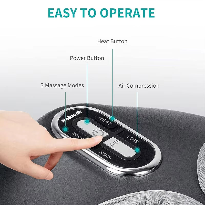 Foot Massager Heating Therapy Air Compression Shiatsu Knead Roller Muscle Relaxation Electric Foot Massage Machine