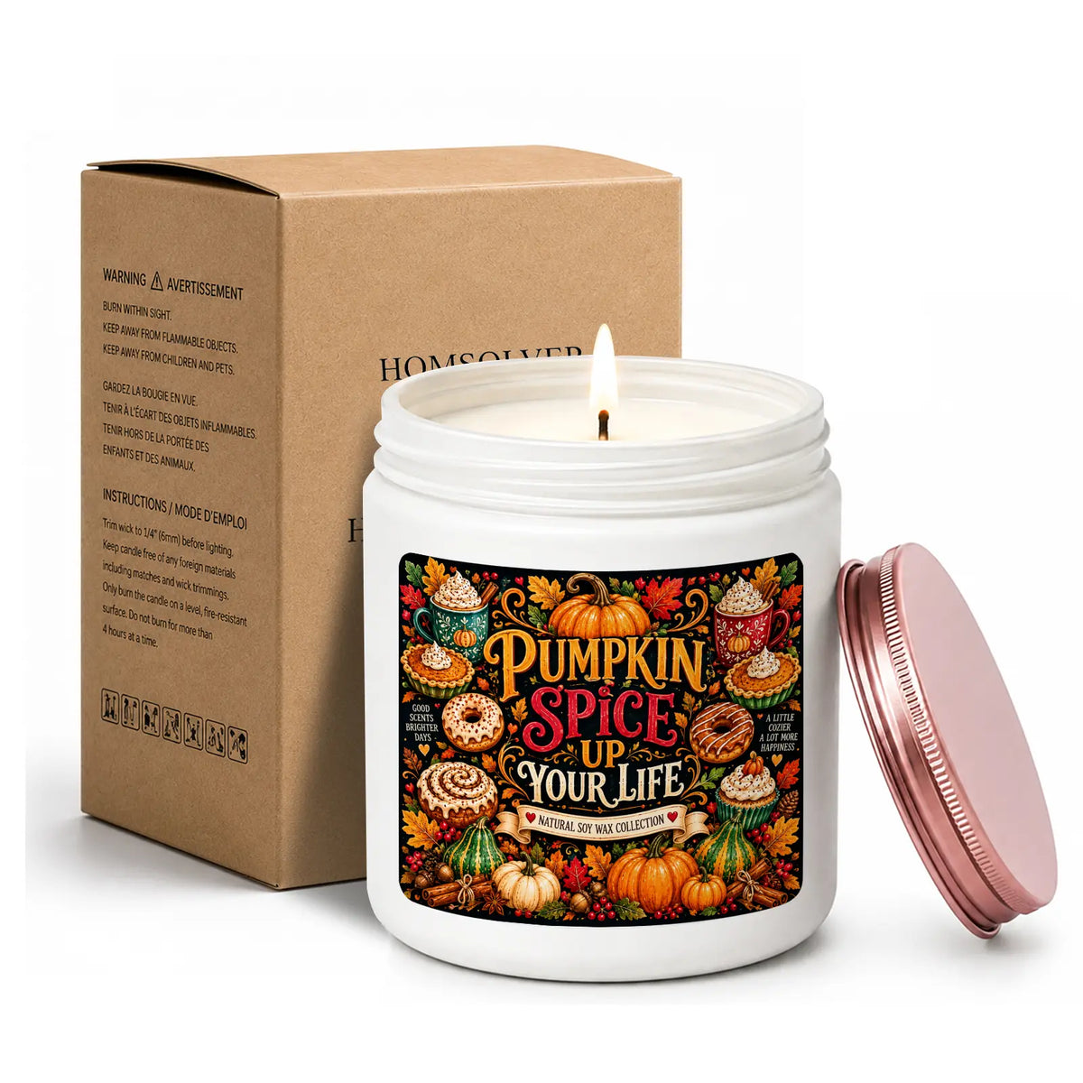 1Pc Handmade Soy Candle, Pumpkin Pie Spice Design, Scented Soy Wax Aromatherapy Candle, Cozy Fall Home Fragrance, Autumn Thanksgiving Gift, Kitchen Bedroom Living Room Decor, Birthday Christmas Gift