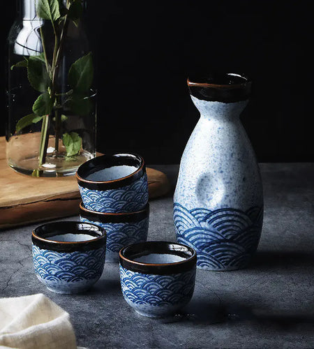 Ceramic Sake Set with Wine Warmer for Home Use