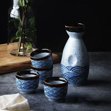 Ceramic Sake Set with Wine Warmer for Home Use