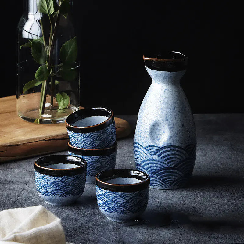 Ceramic Sake Set with Wine Warmer for Home Use