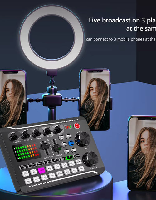Load image into Gallery viewer, F998 Multifunctional Tuning Sound Card Microphone Mixer Kit Audio Recording Mixer Audio Mixing Console Amplifier for Phone PC
