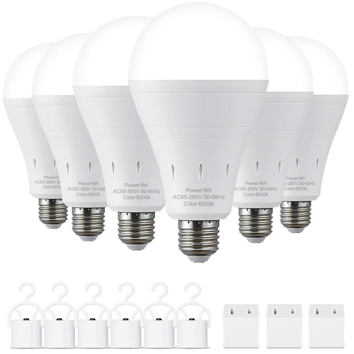 RELAMPBOL Rechargeable LED Emergency Light Bulbs, Pack of 4/6, 9W Equivalent to 60W Incandescent, 1200Mah Battery-Powered, 6000K Daylight/3000K Warm White, Energy-Saving Backup for Power Outages, Outdoor Camping, Hurricanes