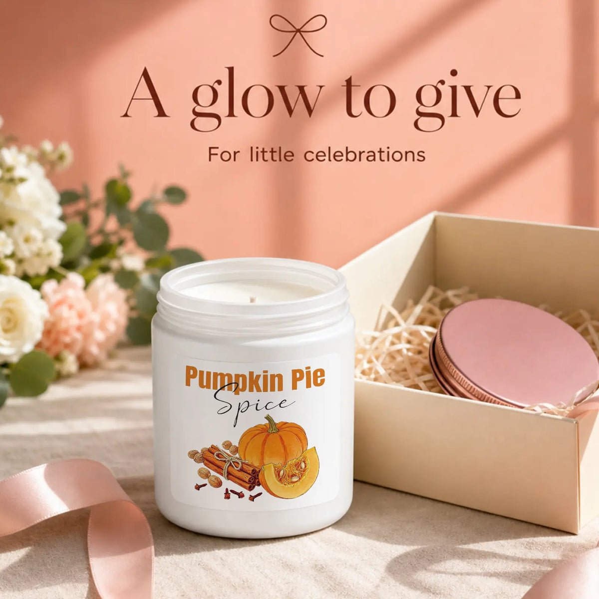 1Pc Handmade Soy Candle, Pumpkin Pie Spice Design, Scented Soy Wax Aromatherapy Candle, Cozy Fall Home Fragrance, Autumn Thanksgiving Gift, Kitchen Bedroom Living Room Decor, Birthday Christmas Gift