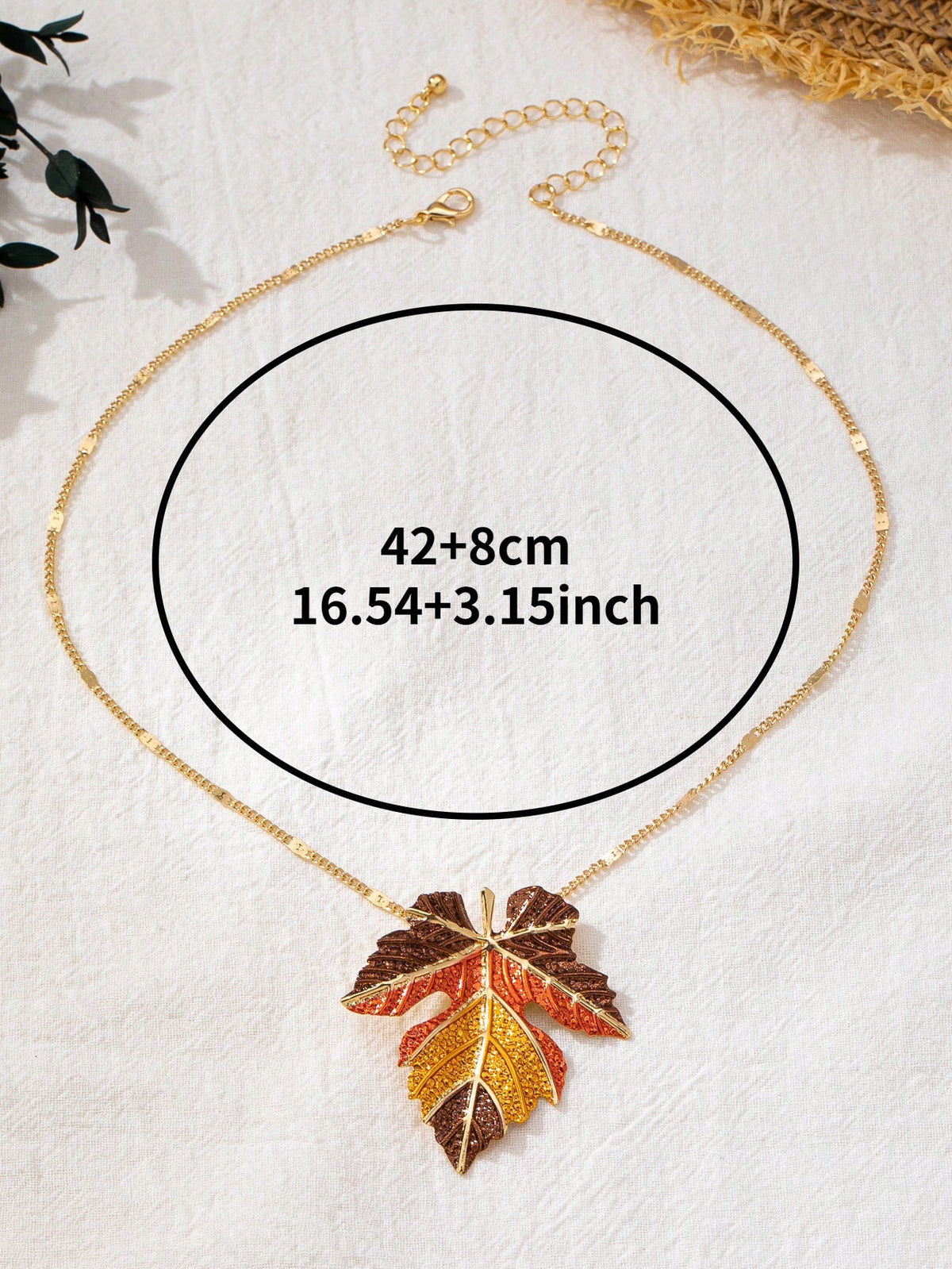 1Pc Autumn Maple Leaf Painted Alloy Necklace for Women