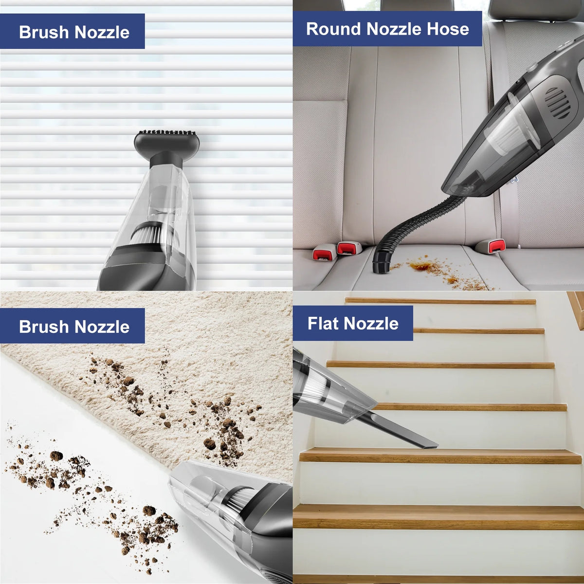 Portable Car Vacuum Cleaner, 120W Cordless Handheld Vacuum 7.5KPA Powerful Wet Dry Vac Multi-Purpose for Home Car Pet Hair