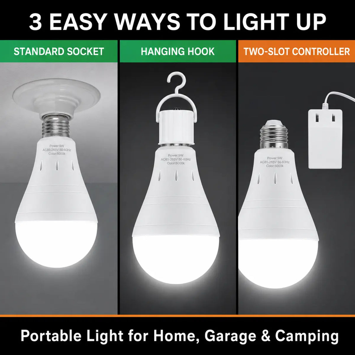 RELAMPBOL Rechargeable LED Emergency Light Bulbs, Pack of 4/6, 9W Equivalent to 60W Incandescent, 1200Mah Battery-Powered, 6000K Daylight/3000K Warm White, Energy-Saving Backup for Power Outages, Outdoor Camping, Hurricanes