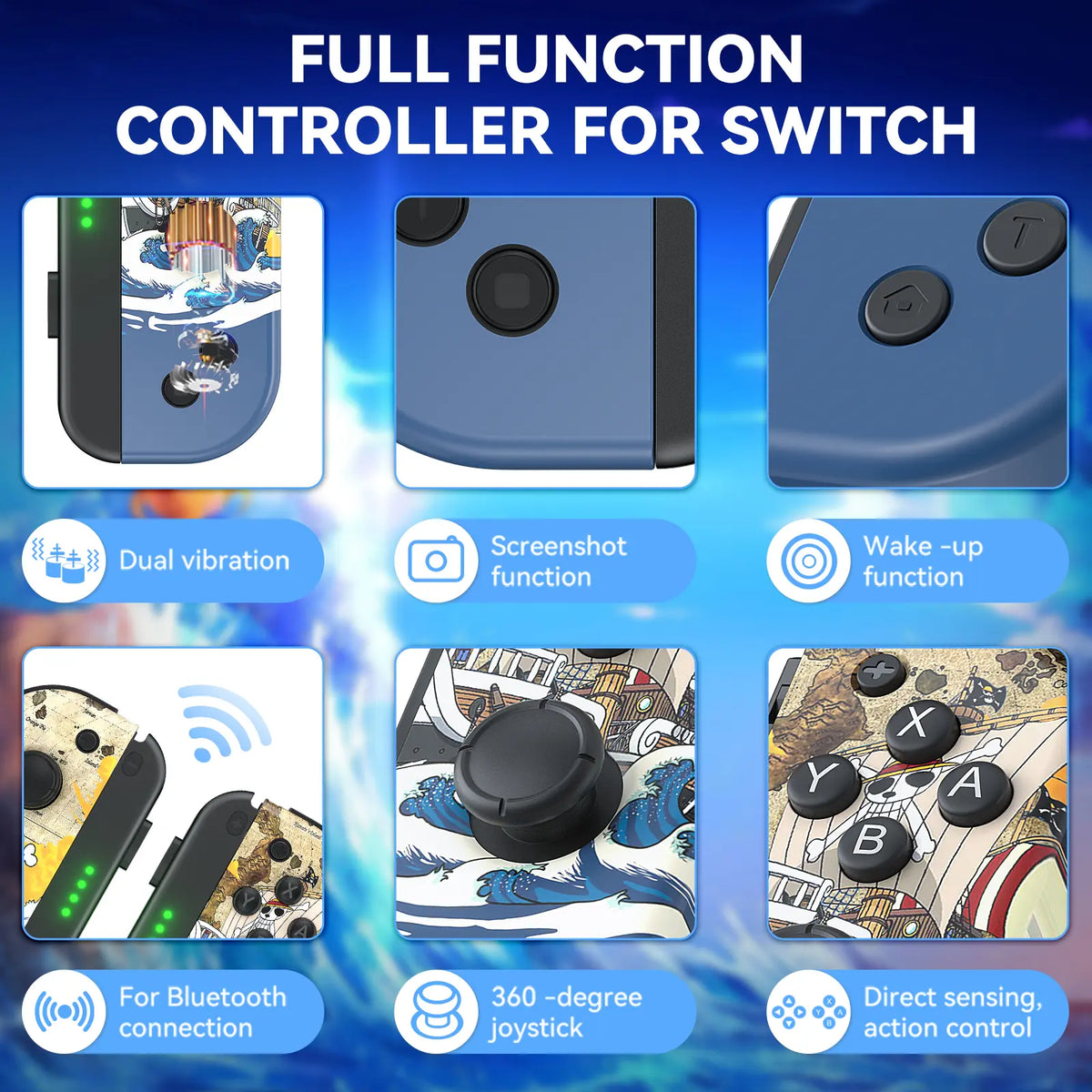 Nintendo Switch L/R Joypad - Rechargeable Motion Control Gaming Gamepad, Handheld Controller, Replacement Gaming Console Accessory Compatible with Switch Lite/Oled