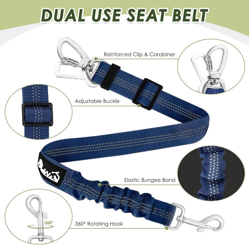 Dog Safety Vest Harness with Seatbelt, Dog Car Harness Seat Belt Adjustable Pet Harnesses Double Breathable Mesh Fabric with Car Vehicle Connector Strap for Dog