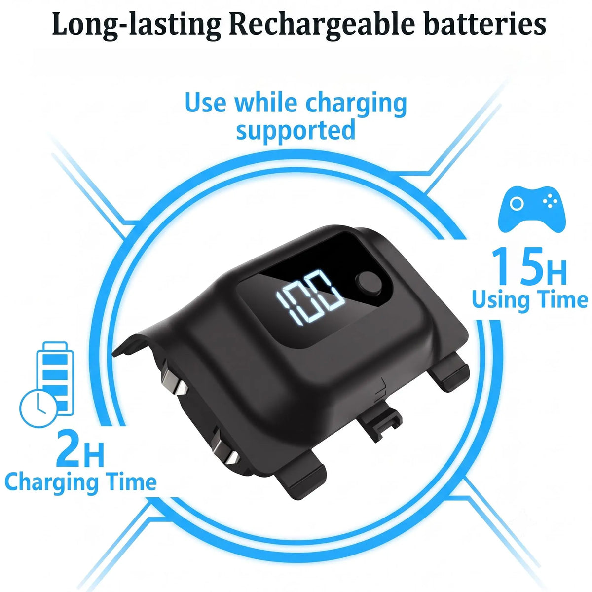 Tuodes 1200Mah Gamepad Battery Pack (+15H Power) for Xbox Series X/S, Game Console Accessory with USB Cable, Enhanced Gaming Experience Accessories