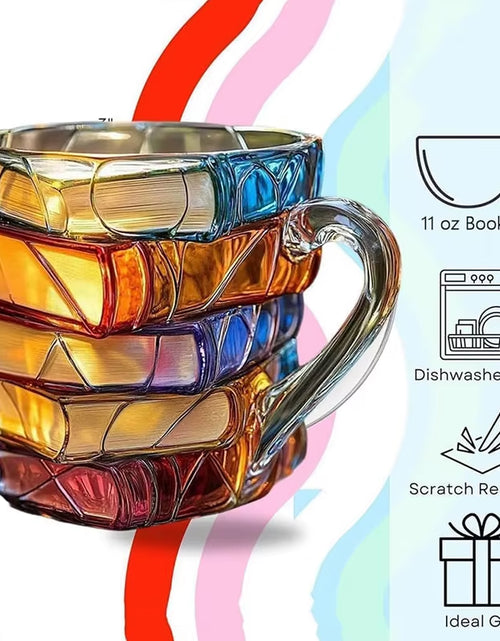 Load image into Gallery viewer, Painted Book Mug 11Oz Novelty 3D Painted Books Coffee Mug Unique Colorful Resin Books Stack Coffee Cup Collection Gifts
