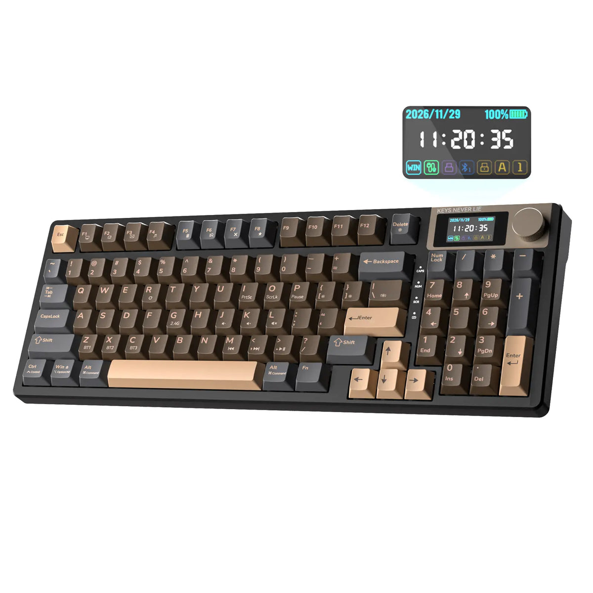 [NEW] Kemove K94 QMK Programmable Wireless Mechanical Keyboard, 94-Key Gaming Keyboard with Knob & LCD Screen, Tri-Mode RGB Lights, Hot Swappable Creamy-Sounding for Pc/Laptop/Windows Gift