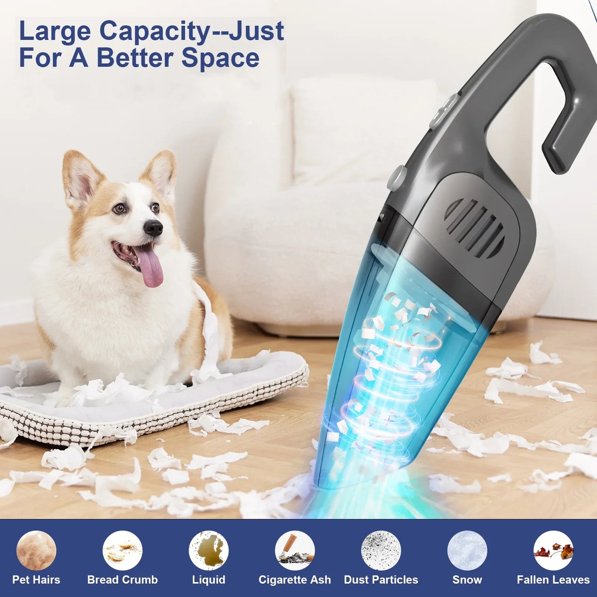 Portable Car Vacuum Cleaner, 120W Cordless Handheld Vacuum 7.5KPA Powerful Wet Dry Vac Multi-Purpose for Home Car Pet Hair