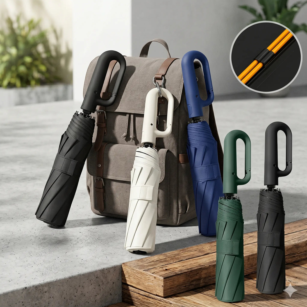 Automatic Folding Umbrella, 1 Count Windproof Waterproof Travel Umbrella for Rain, Compact Portable Small Umbrella for Purse Backpack, Lightweight Auto Umbrella for Men Women Daily Use