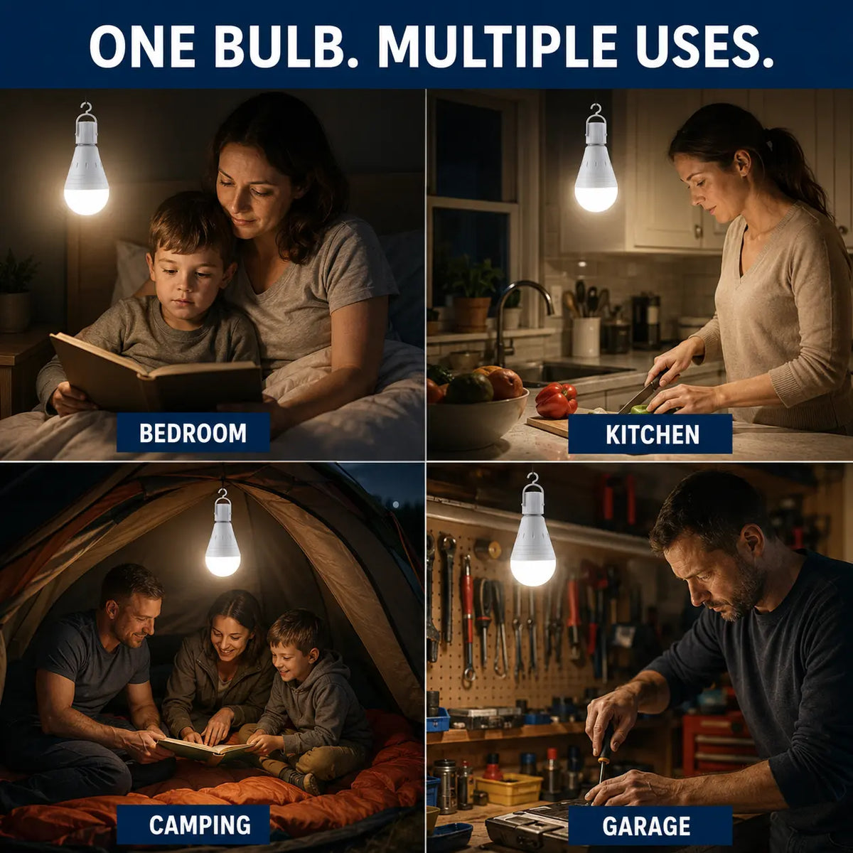 RELAMPBOL Rechargeable LED Emergency Light Bulbs, Pack of 4/6, 9W Equivalent to 60W Incandescent, 1200Mah Battery-Powered, 6000K Daylight/3000K Warm White, Energy-Saving Backup for Power Outages, Outdoor Camping, Hurricanes