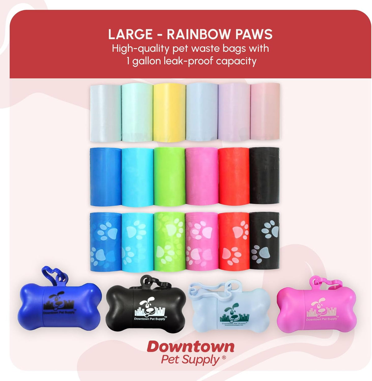 Dog Pet Waste Poop Bags with Leash Clip and Bag Dispenser - 180, 220, 500, 700, 880, 960, 2200 Bags
