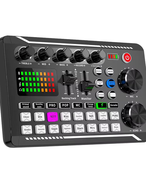 Load image into Gallery viewer, F998 Multifunctional Tuning Sound Card Microphone Mixer Kit Audio Recording Mixer Audio Mixing Console Amplifier for Phone PC
