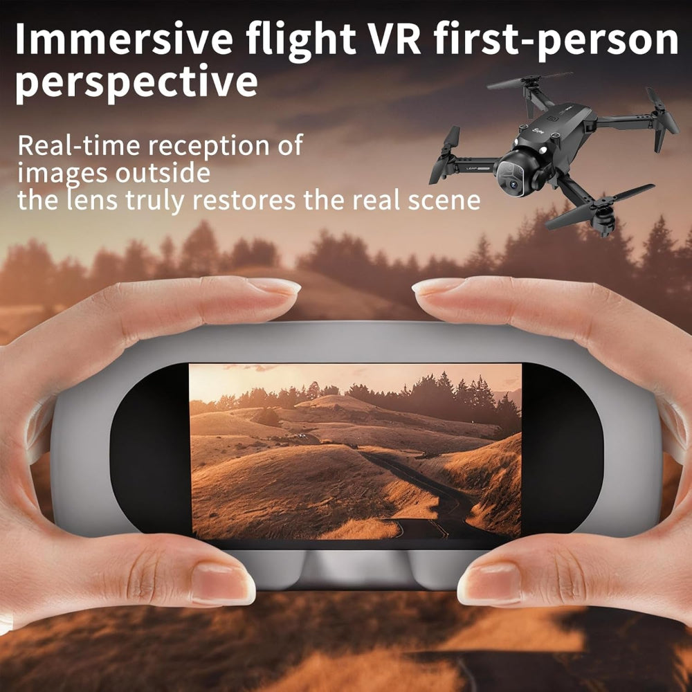 Drone VR with 1080P Camera,Fpv Drone with VR Glasses,2.4-Inch Display Glasses,Dual Cameras,Optical Flow Positioning,8G Memory Card,Card Reader,Dual Batteries,126G