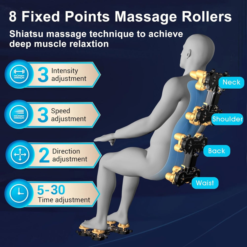 Massage Chair Full Body, Zero Gravity Massage Chair Shiatsu Massage Recliner with 5 Auto Modes, Back & Upper Legs Heating, Built-In Speakers, Calfrest Extension, Airbags, Foot Rollers